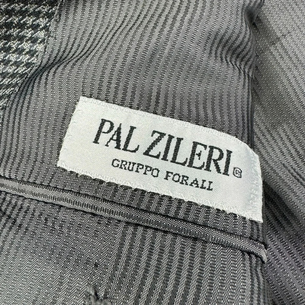Pal Zileri Gray & Black Houndstooth Wool 3 Button Blazer Mens Size 42L‎